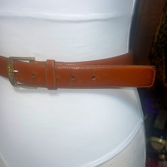 YSL Yves Saint Laurent Vintage Tan and Gold Logo Buckle Belt - Picture 4 of 11